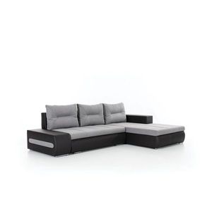 Coltar extensibil dreapta 4 locuri ELTAP, Ov51, Ottavio, 275x180x85 cm, lemn/poliester, gri deschis/negru imagine