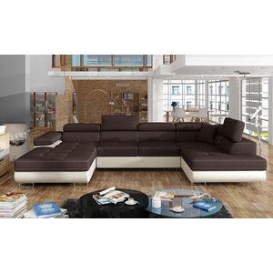 Coltar extensibil dreapta 6 locuri ELTAP, Rod-08, Rodrigo, 345x202x90 cm, lemn/poliester, maro inchis/bej imagine