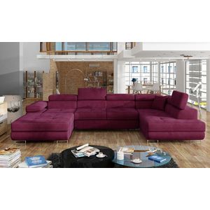 Coltar extensibil dreapta 6 locuri ELTAP, Rod-10, Rodrigo, 345x202x90 cm, lemn/poliester, rosu imagine