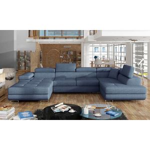 Coltar extensibil dreapta 6 locuri ELTAP, Rod-12, Rodrigo, 345x202x90 cm, lemn/poliester, albastru imagine