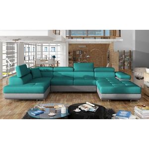 Coltar extensibil stanga 6 locuri ELTAP, Rod-18, Rodrigo, 345x202x90 cm, lemn/poliester, albastru/gri imagine