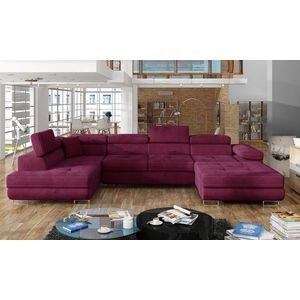 Coltar extensibil stanga 6 locuri ELTAP, Rod-23, Rodrigo, 345x202x90 cm, lemn/poliester, rosu imagine
