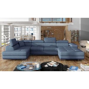 Coltar extensibil stanga 6 locuri ELTAP, Rod-25, Rodrigo, 345x202x90 cm, lemn/poliester, albastru imagine