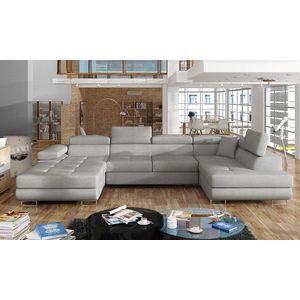 Coltar extensibil dreapta 6 locuri ELTAP, Rod-27, Rodrigo, 345x202x90 cm, lemn/poliester, gri deschis imagine
