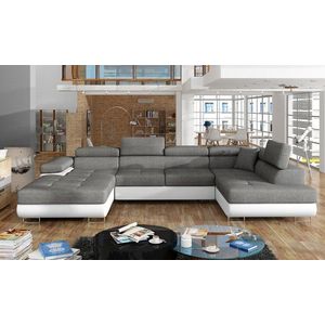 Coltar extensibil dreapta 6 locuri ELTAP, Rod-30, Rodrigo, 345x202x90 cm, lemn/poliester, gri inchis/alb imagine
