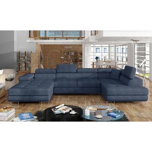 Coltar extensibil dreapta 6 locuri ELTAP, Rod-31, Rodrigo, 345x202x90 cm, lemn/poliester, albastru imagine