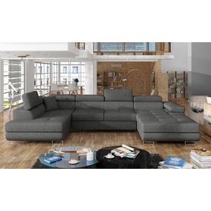 Coltar extensibil stanga 6 locuri ELTAP, Rod-34, Rodrigo, 345x202x90 cm, lemn/poliester, gri inchis imagine
