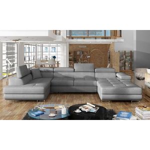 Coltar extensibil stanga 6 locuri ELTAP, Rod-35, Rodrigo, 345x202x90 cm, lemn/poliester, gri deschis imagine