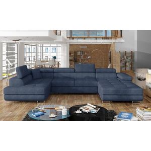 Coltar extensibil stanga 6 locuri ELTAP, Rod-37, Rodrigo, 345x202x90 cm, lemn/poliester, albastru imagine
