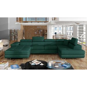 Coltar extensibil dreapta 6 locuri ELTAP, Rod-42, Rodrigo, 345x202x90 cm, lemn/poliester, verde inchis imagine