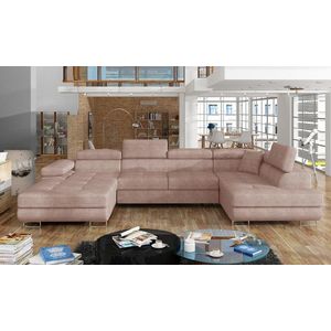 Coltar extensibil dreapta 6 locuri ELTAP, Rod-43, Rodrigo, 345x202x90 cm, lemn/poliester, roz deschis imagine