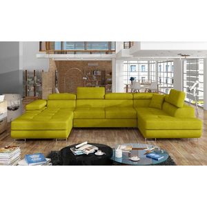 Coltar extensibil dreapta 6 locuri ELTAP, Rod-47, Rodrigo, 345x202x90 cm, lemn/poliester, galben imagine