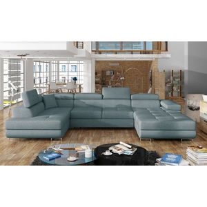 Coltar extensibil stanga 6 locuri ELTAP, Rod-48, Rodrigo, 345x202x90 cm, lemn/poliester, albastru deschis imagine