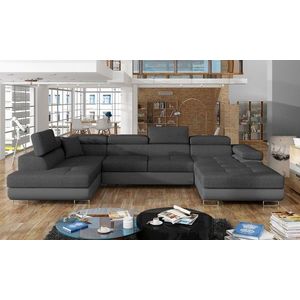 Coltar extensibil stanga 6 locuri ELTAP, Rod-49, Rodrigo, 345x202x90 cm, lemn/poliester, gri inchis imagine