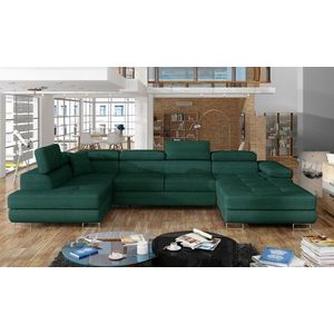 Coltar extensibil stanga 6 locuri ELTAP, Rod-51, Rodrigo, 345x202x90 cm, lemn/poliester, verde inchis imagine