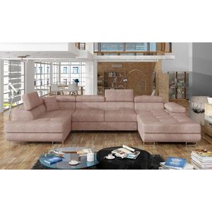 Coltar extensibil stanga 6 locuri ELTAP, Rod-52, Rodrigo, 345x202x90 cm, lemn/poliester, roz deschis imagine