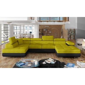 Coltar extensibil stanga 6 locuri ELTAP, Rod-53, Rodrigo, 345x202x90 cm, lemn/poliester, galben/negru imagine