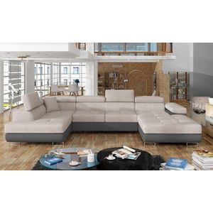 Coltar extensibil stanga 6 locuri ELTAP, Rod-54, Rodrigo, 345x202x90 cm, lemn/poliester, gri/gri inchis imagine