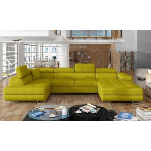 Coltar extensibil stanga 6 locuri ELTAP, Rod-56, Rodrigo, 345x202x90 cm, lemn/poliester, galben imagine