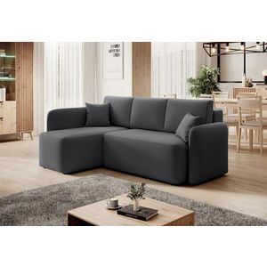 Coltar extensibil stanga 3 locuri ELTAP, Hadson, 206x150x89 cm, lemn/poliester, gri inchis imagine