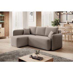 Coltar extensibil stanga 3 locuri ELTAP, Hadson, 206x150x89 cm, lemn/poliester, bej inchis imagine
