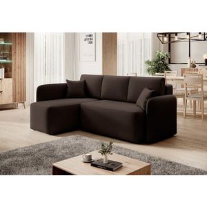Coltar extensibil stanga 3 locuri ELTAP, Hadson, 206x150x89 cm, lemn/poliester, maro inchis imagine