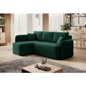 Coltar extensibil stanga 3 locuri ELTAP, Hadson, 206x150x89 cm, lemn/poliester, verde inchis imagine