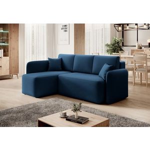 Coltar extensibil stanga 3 locuri ELTAP, Hadson, 206x150x89 cm, lemn/poliester, albastru inchis imagine