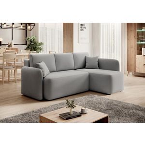 Coltar extensibil dreapta 3 locuri ELTAP, Hadson, 206x150x89 cm, lemn/poliester, gri deschis imagine