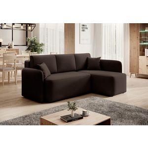 Coltar extensibil dreapta 3 locuri ELTAP, Hadson, 206x150x89 cm, lemn/poliester, maro inchis imagine