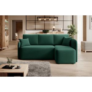 Coltar extensibil dreapta 3 locuri ELTAP, Hadson, 206x150x89 cm, lemn/poliester, verde inchis imagine