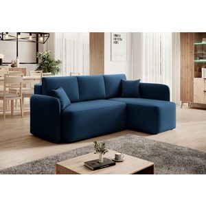 Coltar extensibil dreapta 3 locuri ELTAP, Hadson, 206x150x89 cm, lemn/poliester, albastru inchis imagine