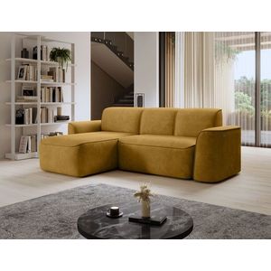Coltar stanga 4 locuri ELTAP, Ume, 287x190x88 cm, lemn/poliester, mustar imagine