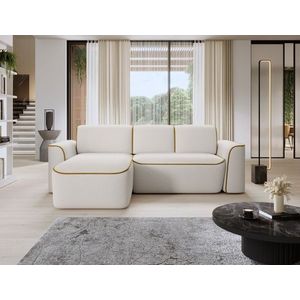 Coltar stanga 4 locuri ELTAP, Ume, 287x190x88 cm, lemn/poliester, alb/galben imagine