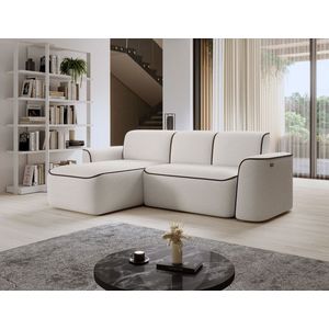 Coltar stanga 4 locuri ELTAP, Ume, 287x190x88 cm, lemn/poliester, alb/maro inchis imagine