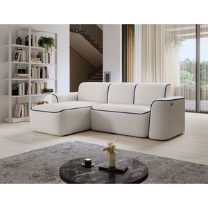 Coltar stanga 4 locuri ELTAP, Ume, 287x190x88 cm, lemn/poliester, alb/albastru inchis imagine