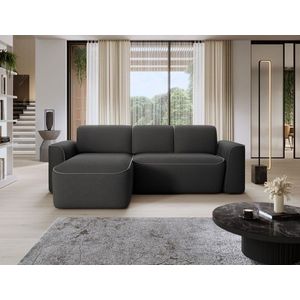 Coltar stanga 4 locuri ELTAP, Ume, 287x190x88 cm, lemn/poliester, gri inchis/gri imagine