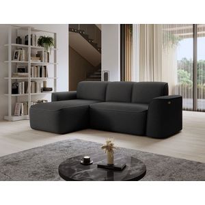 Coltar stanga 4 locuri ELTAP, Ume, 287x190x88 cm, lemn/poliester, gri inchis/gri inchis imagine