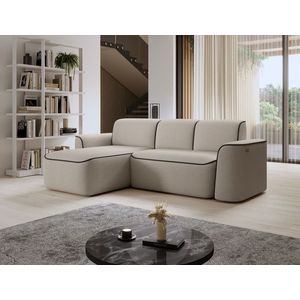 Coltar stanga 4 locuri ELTAP, Ume, 287x190x88 cm, lemn/poliester, bej/maro inchis imagine
