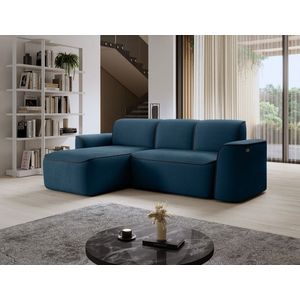 Coltar stanga 4 locuri ELTAP, Ume, 287x190x88 cm, lemn/poliester, albastru/gri inchis imagine