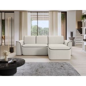 Coltar dreapta 4 locuri ELTAP, Ume, 287x190x88 cm, lemn/poliester, bej/negru imagine
