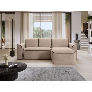 Coltar dreapta 4 locuri ELTAP, Ume, 287x190x88 cm, lemn/poliester, bej inchis/negru imagine
