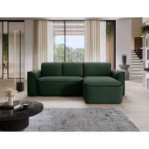 Coltar dreapta 4 locuri ELTAP, Ume, 287x190x88 cm, lemn/poliester, verde inchis/negru imagine