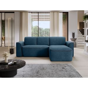 Coltar dreapta 4 locuri ELTAP, Ume, 287x190x88 cm, lemn/poliester, albastru/gri inchis imagine