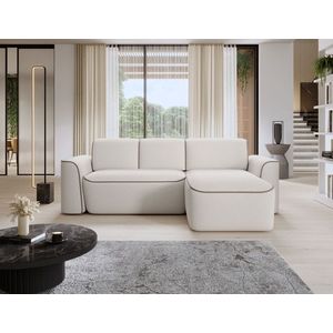 Coltar dreapta 4 locuri ELTAP, Ume, 287x190x88 cm, lemn/poliester, alb/bej imagine