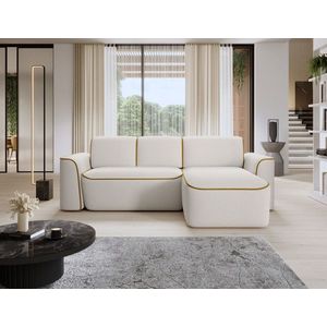 Coltar dreapta 4 locuri ELTAP, Ume, 287x190x88 cm, lemn/poliester, alb/galben imagine