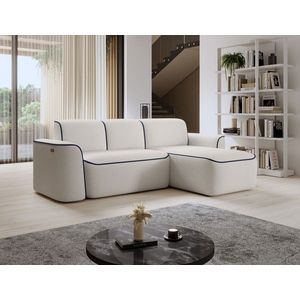 Coltar dreapta 4 locuri ELTAP, Ume, 287x190x88 cm, lemn/poliester, alb/albastru inchis imagine
