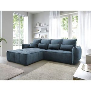 Coltar extensibil stanga 4 locuri ELTAP, LT-40MAN, Campo, 265x196x88 cm, lemn/poliester, albastru inchis imagine