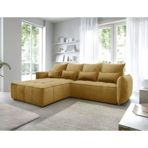 Coltar extensibil stanga 4 locuri ELTAP, LT-45MAN, Campo, 265x196x88 cm, lemn/poliester, mustar imagine