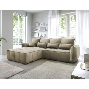 Coltar extensibil stanga 4 locuri ELTAP, LT-20NU, Campo, 265x196x88 cm, lemn/poliester, maro deschis imagine